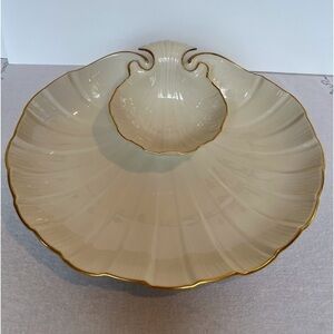 Lenox Aegean Collection Shell Serving Dish One Piece Chip and Dip/ Seafood
